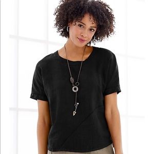 Lisa Bayne Teal Chateau Linen Top XS